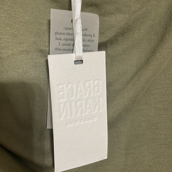 Sage green, ruched top, strapless dress with pockets - Picture 3 of 5